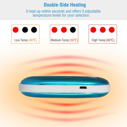 US Local 1Pc Portable Hand Warmer 5000mAh Power Bank Rechargeable Pocket Warmer Double-Sided Heating Handwarmer