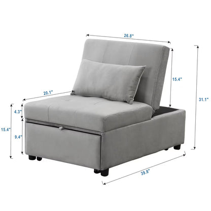 US Local Folding Ottoman Sofa Bed Gray