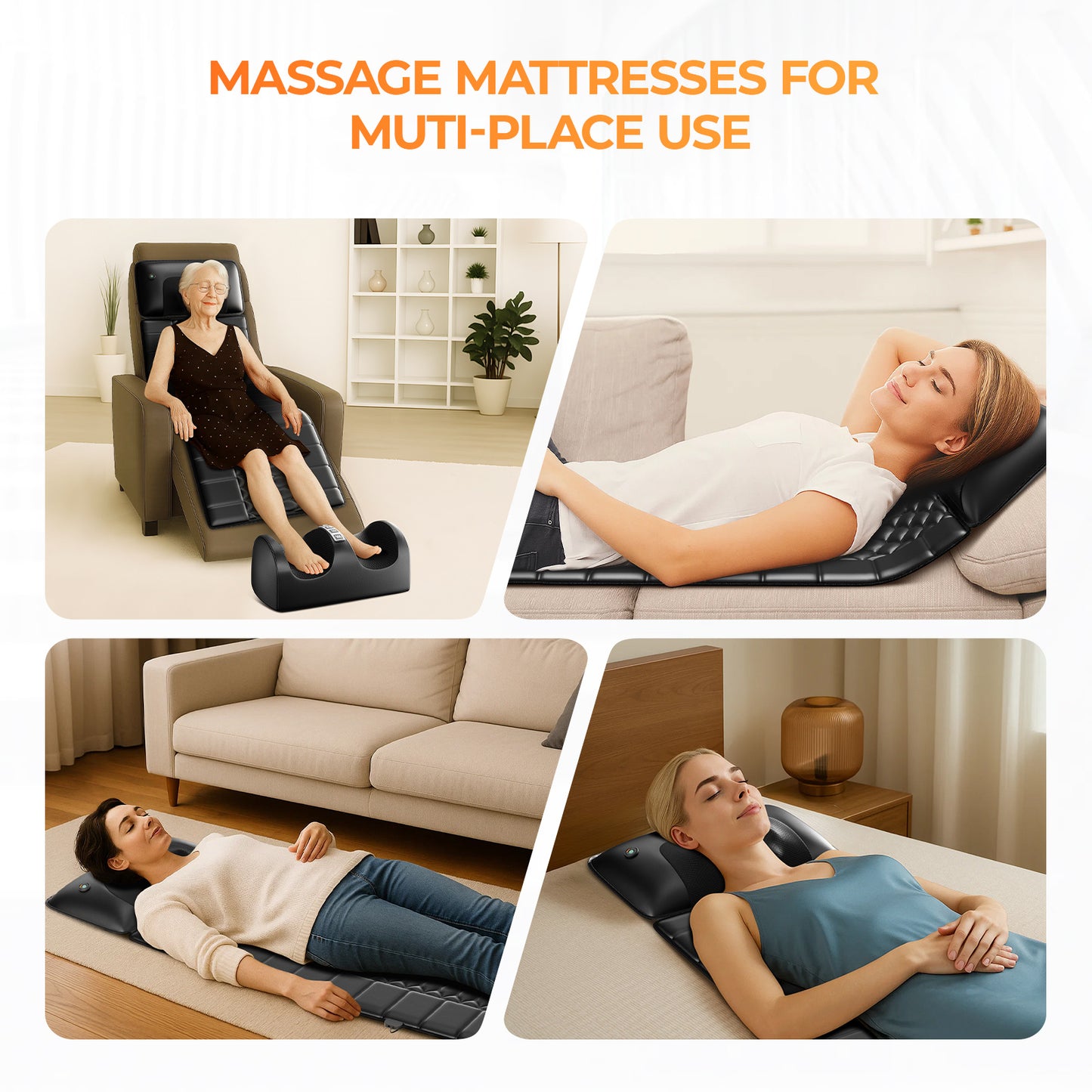 US Local Foldable Massage Mattress Controller With Smart Heating And Timer, Perfect For Full-body Relaxation At Home, Portable And Convenient For Home Use