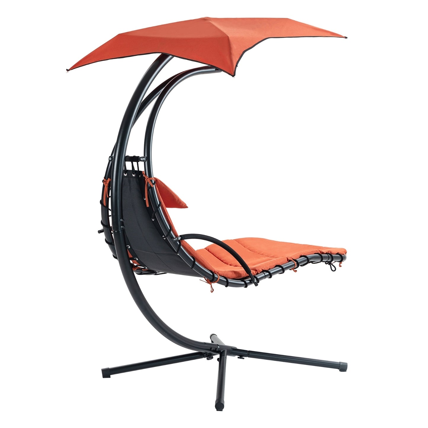 US Local Hanging Chaise Lounger With Removable Canopy, Outdoor Swing Chair With Built-in Pillow, Hanging Curv