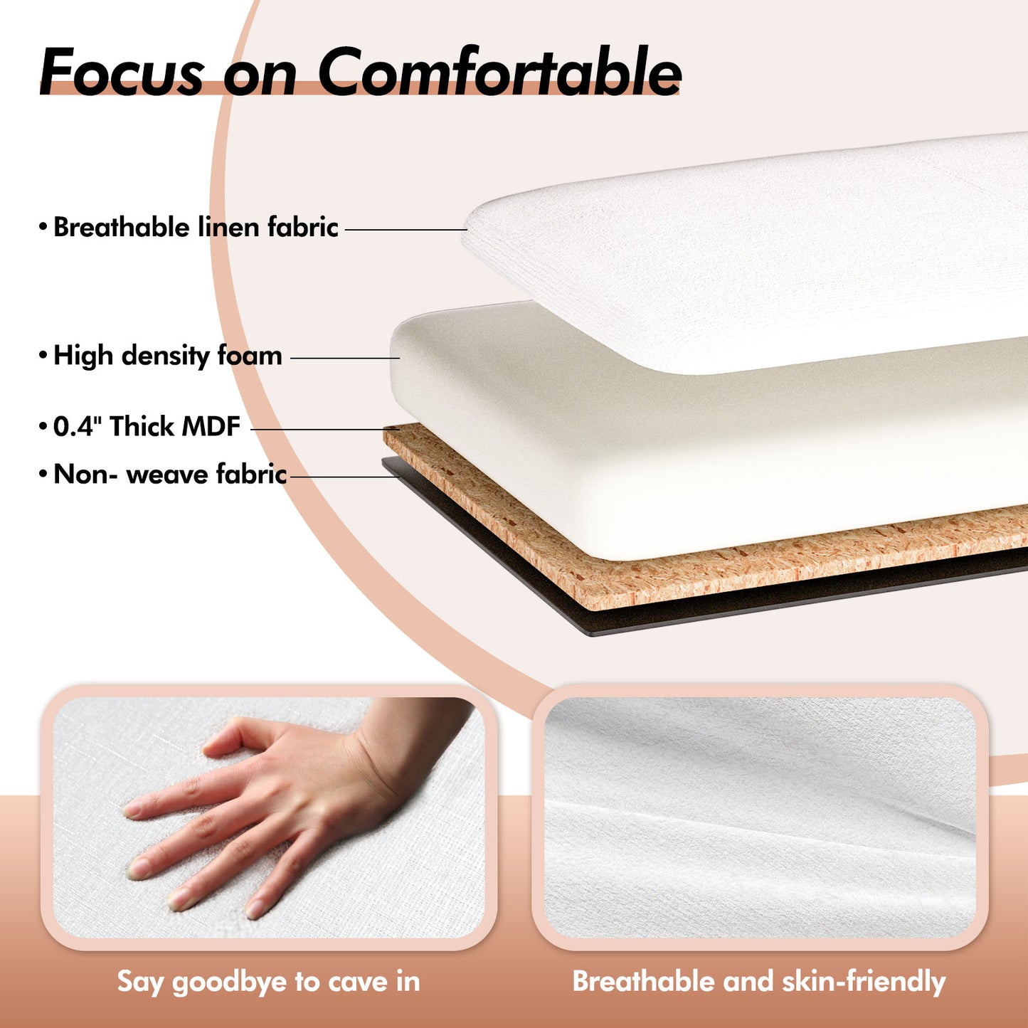 US Local Linen Upholstered Storage Bench