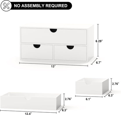 US Local White Bamboo Desk Drawer Organizer For Home Office And Kitchen Supplies No Assembly Desktop Storage Box