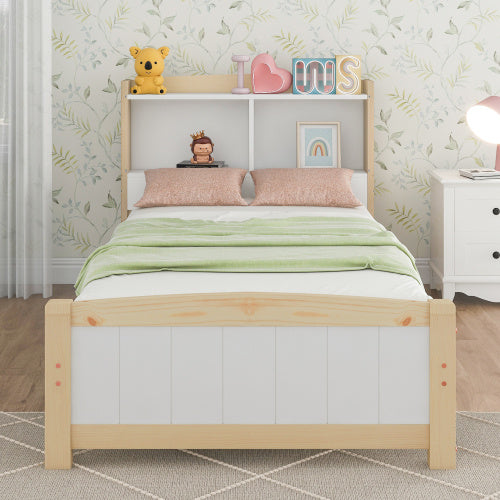 UK Local Solid Wooden Bed Frames, Single Storage Headboard Bed, 3FT Single 90 X 190 Cm Frame Only