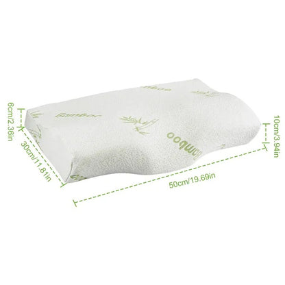 US Local Bamboo Memory Foam Sleep Pillow Contoured Cervical Orthopedic Pillow Neck Support Breath Pillow