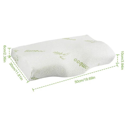 US Local Bamboo Memory Foam Sleep Pillow Contoured Cervical Orthopedic Pillow Neck Support Breath Pillow