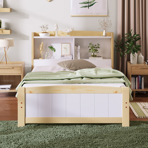 UK Local Solid Wooden Bed Frames, Single Storage Headboard Bed, 3FT Single 90 X 190 Cm Frame Only