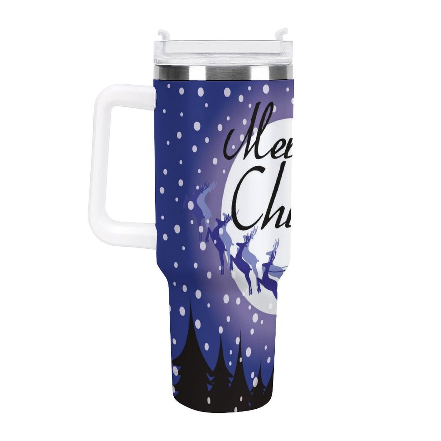 PHDT00324 POD US Local Tumbler 40 oz Large Capacity Car Cup Christmas Tree Reindeer Santa Claus Snowflake Moon Dark Blue
