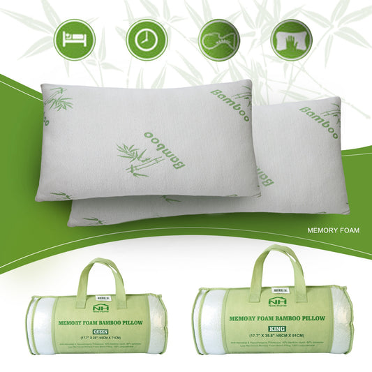 US Local Bamboo Memory Foam Pillow With Washable Pillowcase