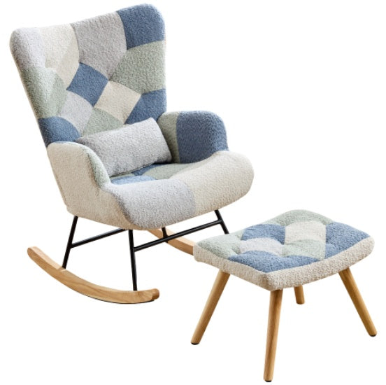 UK Local Rocking Chairs For Adults, Tteddy Rocking Chair Relaxing Recliner Chair With Solid Wood Legs High Back Lounge Chairs For Balcony Living Room Bedroom