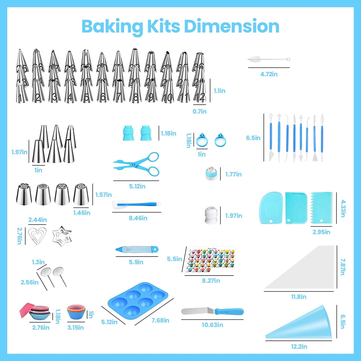 US Local 236Pcs Cake Decorating Kit Baking Tools Accessories Cake Decorating Supplies With Piping Tips Couplers And Bags Cookie Cutters Baking Cups Scrapers Flower Lifter With Storage Box