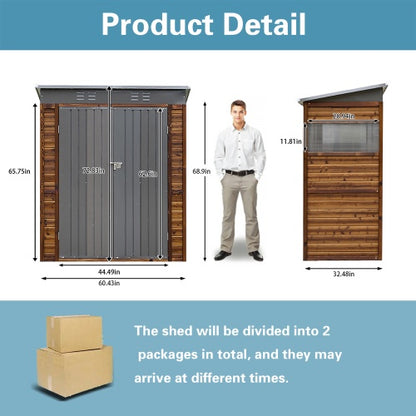 US Local 3x5FT Iron Wood Combination Tool Shed   A Perfect Blend Of Nature And Functionality