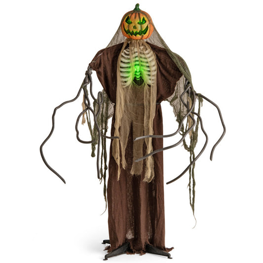 US Local 6ft Halloween Animatronic Ghost Pumpkin - Light-Up Design, Sound & Touch Activated, Spooky Movements & Voice for Indoor/Outdoor