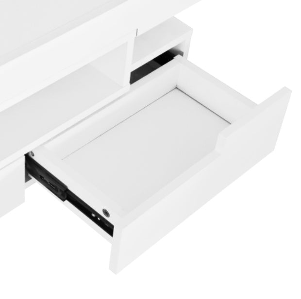 UK Local Coffee Table, High-Gloss Surface, With LED Light Strip, Four Drawers Front And Back, Large Storage Space
