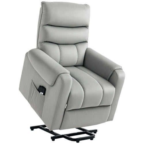UK Local HOMCOM Vibration Massage Rise And Recliner Chair, Electric Power Lift Recliner With Remote Control And Side Pockets, Grey