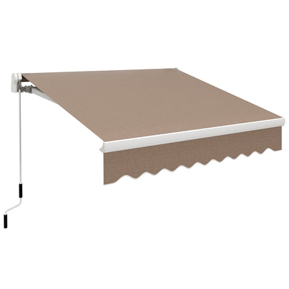 US Local 8' X 6.6' Patio Retractable Awning Manual Exterior Sun Shade Deck Window Cover, Brown