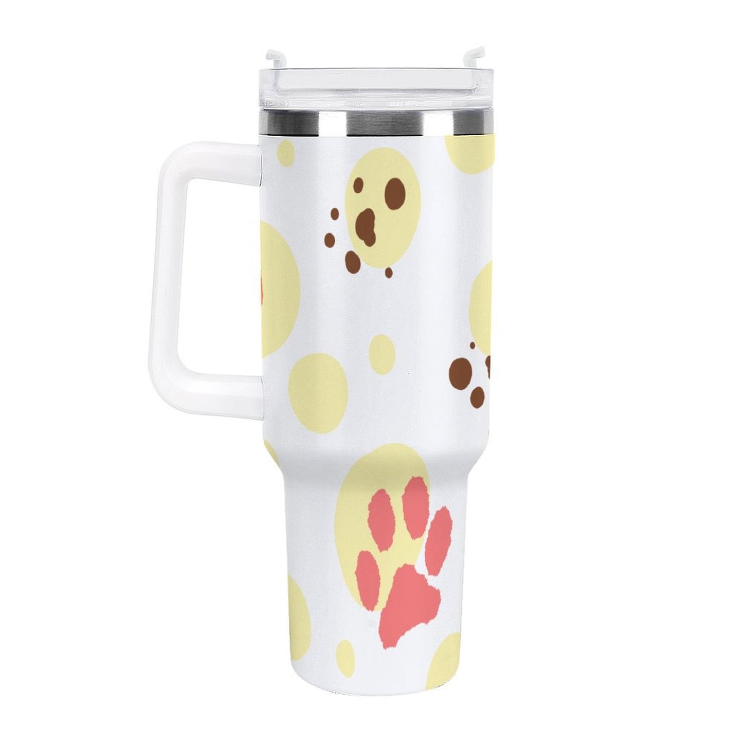 PHDT00264 POD US Local Tumbler 40 oz Large Capacity Car Cup Cat Footprints Yellow