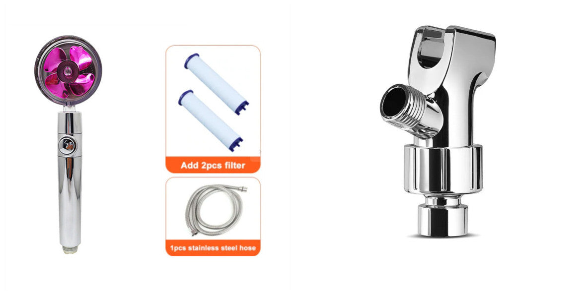 US Local Shower Head Water Saving Flow 360 Degrees Rotating With Small Fan ABS Rain High Pressure Spray Nozzle Bathroom Accessories