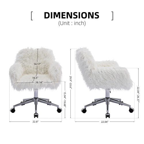 US Local Modern Faux Fur Home Office Chairs, Hairy Chairs For Girls, Makeup Dressing Chairs