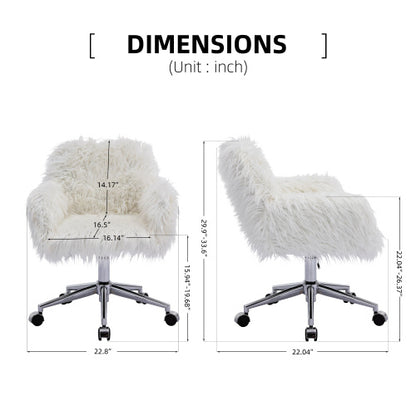 US Local Modern Faux Fur Home Office Chairs, Hairy Chairs For Girls, Makeup Dressing Chairs