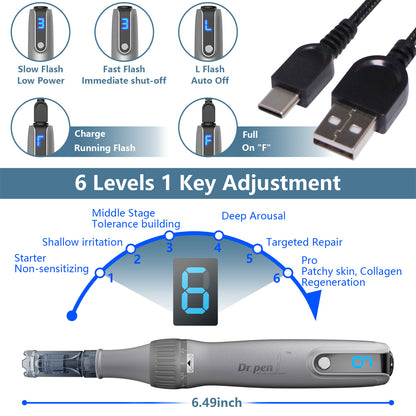US Local Electric Microneedle Derma Roller Pen With 15pcs Replacement Kit - Microneeding 0.25 Mm Derma Roller Beauty Pen For Women Men Tools