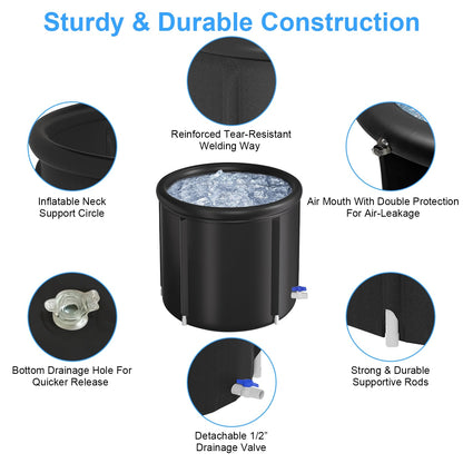 US Local 1Pc 97Gal Large Size Ice BathTub With Cover For Adults Athletes Recovery Cold Water Therapy Outdoor Portable Cold Plunge Tub 660LBS Load Capacity 33.46x33.46x29.52in