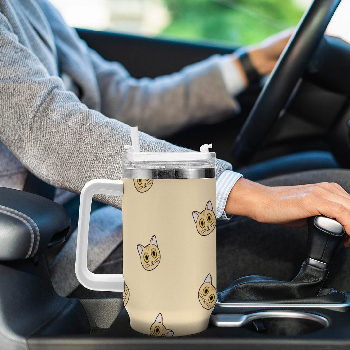 PHDT00415 POD US Local Tumbler 40 oz Large Capacity Car Cup Orange Cat