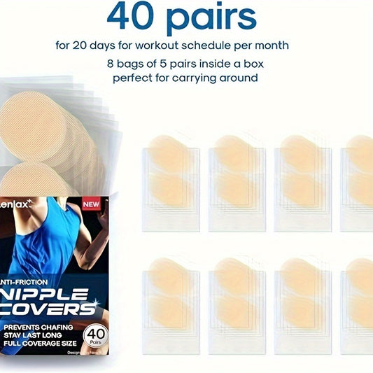 US Local Anti-Chafing Men's Nipple Covers For Running, Cycling, And Endurance Or Long-Distance Sports, Waterproof And Sweatproof Adhesive, Large Anti-Friction Guard, 40 Pairs