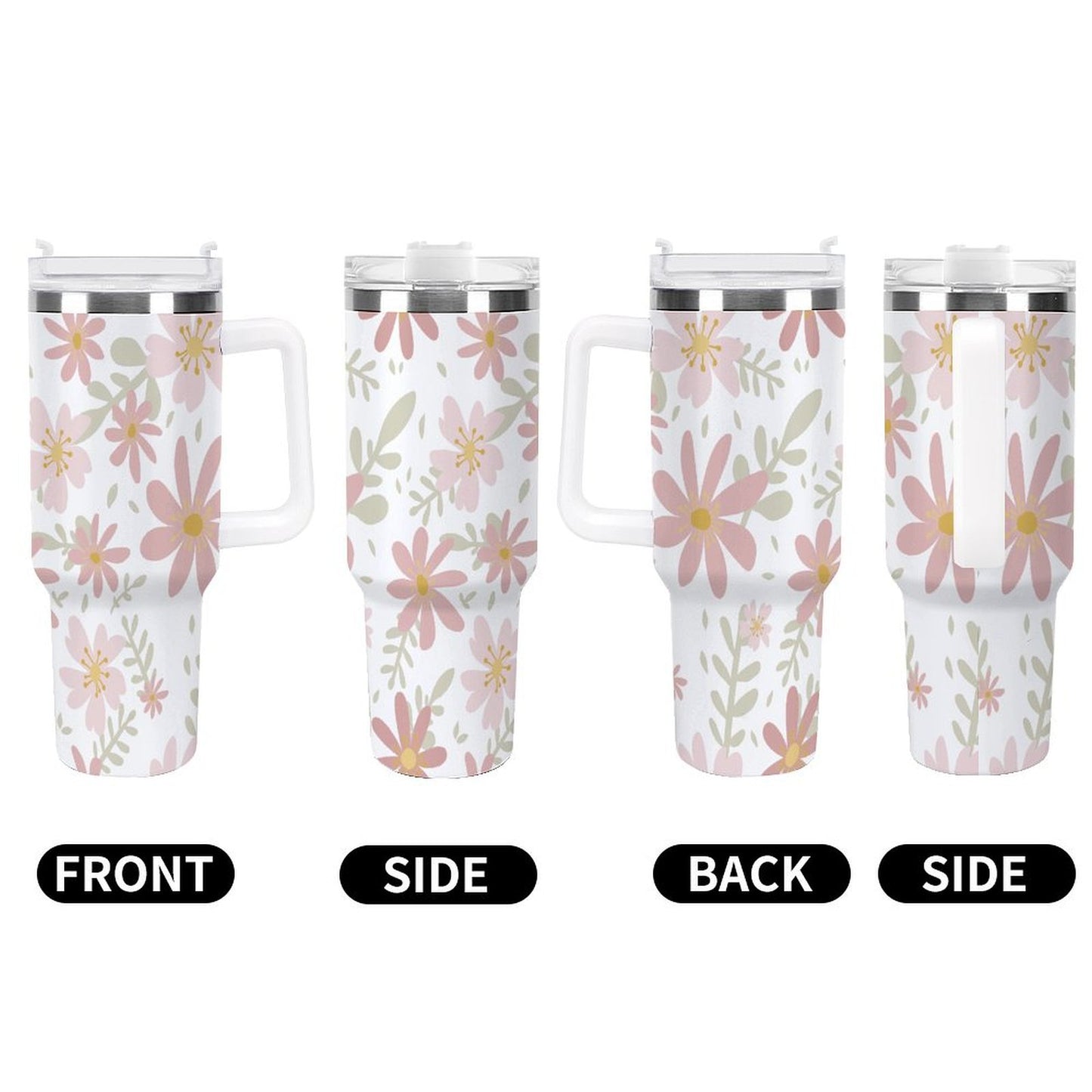 PHDT00110 POD US Local Tumbler 40 oz Large Capacity Car Cup Pink, Flower