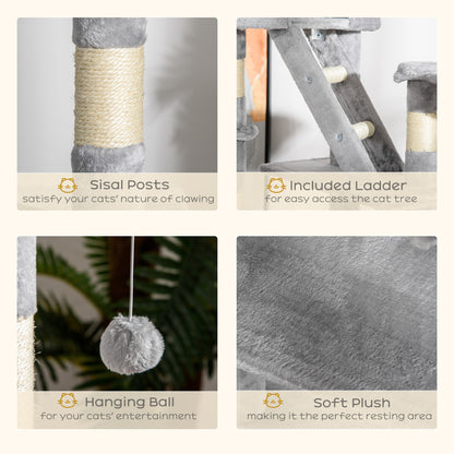 US Local Floor Standing Cat Tree 94.5-10.25 Inch Height Adjustable Cat Climbing Tower, Apartment Hammock