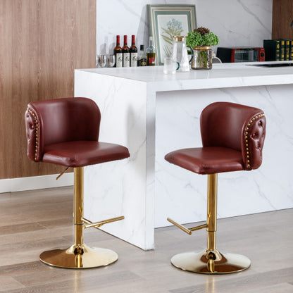US Local Furniture,Swivel Barstools Adjusatble Seat Height, Modern PU Upholstered Bar Stools With The Whole Back Tufted, For Home Pub And Kitchen Island