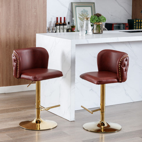 US Local Furniture,Swivel Barstools Adjusatble Seat Height, Modern PU Upholstered Bar Stools With The Whole Back Tufted, For Home Pub And Kitchen Island