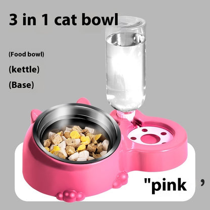 Cat Bowl Automatic Water Dispenser Kitten Puppy Food Basin Rice Bowl