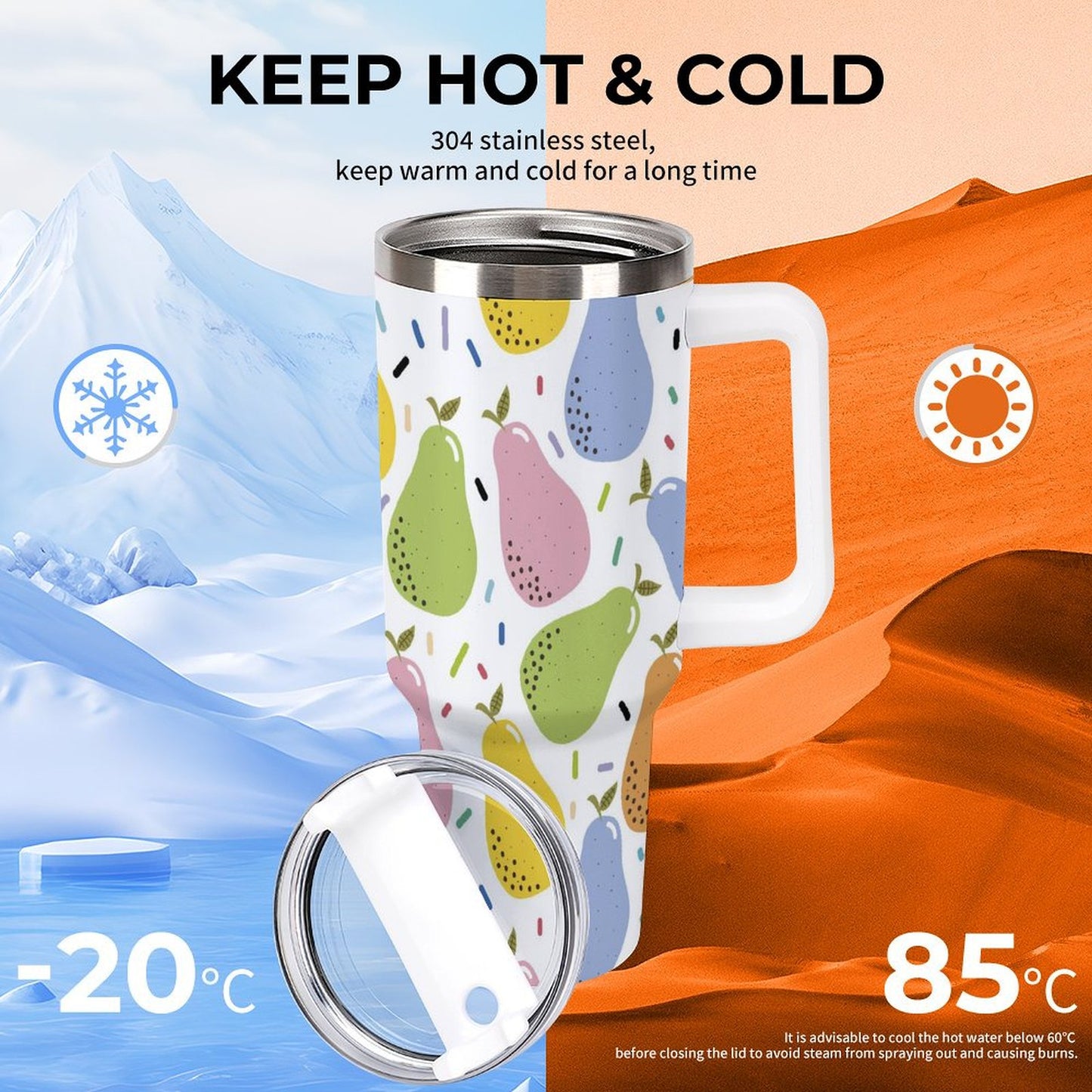 PHDT00543 POD US Local Tumbler 40oz Large Capacity Car Cup Pear