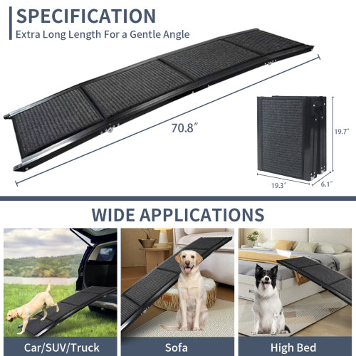 US Local Dog Ramp For Car, 63 Long    17 Wide Folding Portable Pet Stair Ramp With Non-Slip Rug Surface, Extra Wide Dog Steps For Medium & Large Dogs Up To 250LBS Enter A Car, SUV  Truck