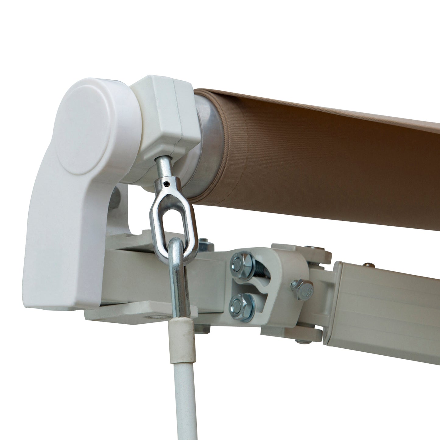 US Local 8' X 6.6' Patio Retractable Awning Manual Exterior Sun Shade Deck Window Cover, Brown