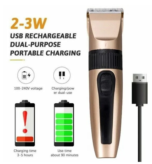 US Local Professional Hair Clippers Trimmer Mens Barber Hair Cutting Kit Machine Cordless