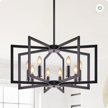 US Local 27Modern Golden Geometric 8Light Chandelier Industrial Metal Pendant Light Fixture For Living Room, Dining Room, Or Kitchen Bulb Not Included