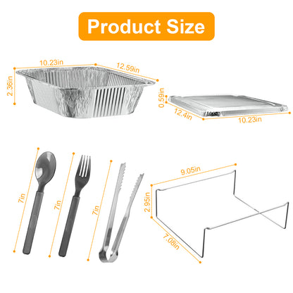 US Local 36Pcs Per Set Disposable Chafing Dish Buffet Set Food Warmers For Party Buffet Server Catering Supplies With Covers Utensils Half Size Food Pans For Parties Events BBQ Catering
