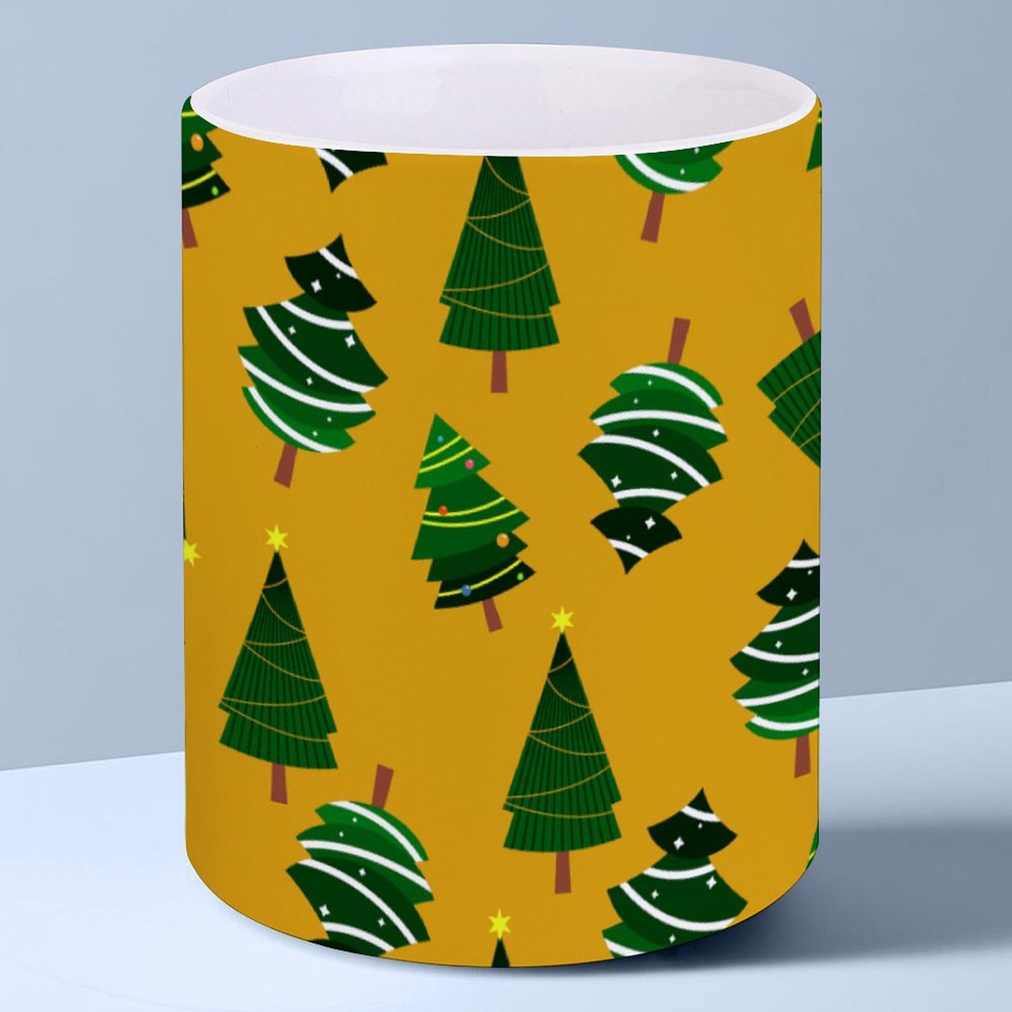 POD US Local White mug with full print, Christmas Tree Yellow 0050