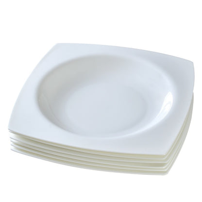 US Local 6-piece Set Of White Bone China 9.5-inch Square Soup Plate