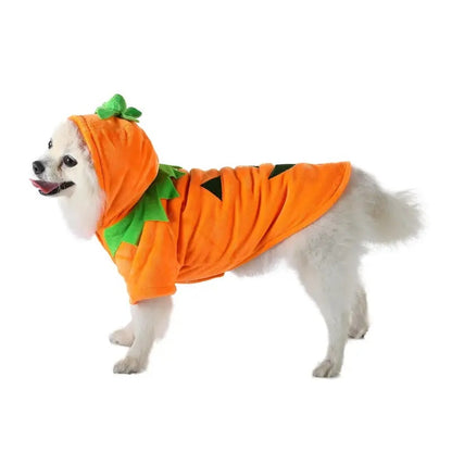 US Local Dog Hoodie Cute Funny Halloween Style Pumpkin Cosplay Costume Warm Puppy Fleece Clothes