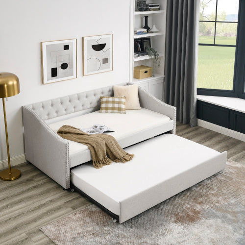 US Local The Double Sofa Bed Has A Double Roller Upholstered Tufted Sofa Bed
