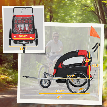 US Local 2-Seat Elite 360 Swivel Bike Trailer for Kids Bicycle Cargo Trailer with Water-Resistant Windows