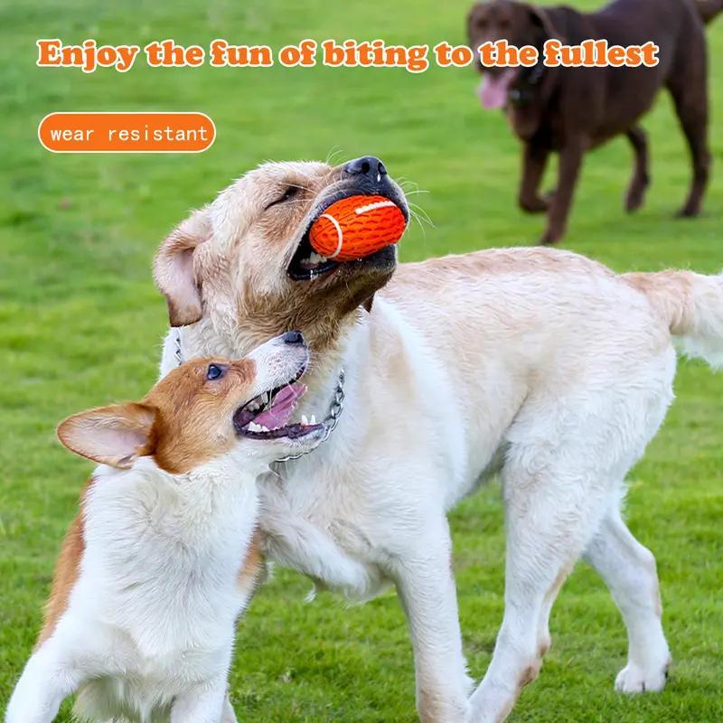 US Local Dog Rubber Chew-resistant Interactive Squeaky Football Toy