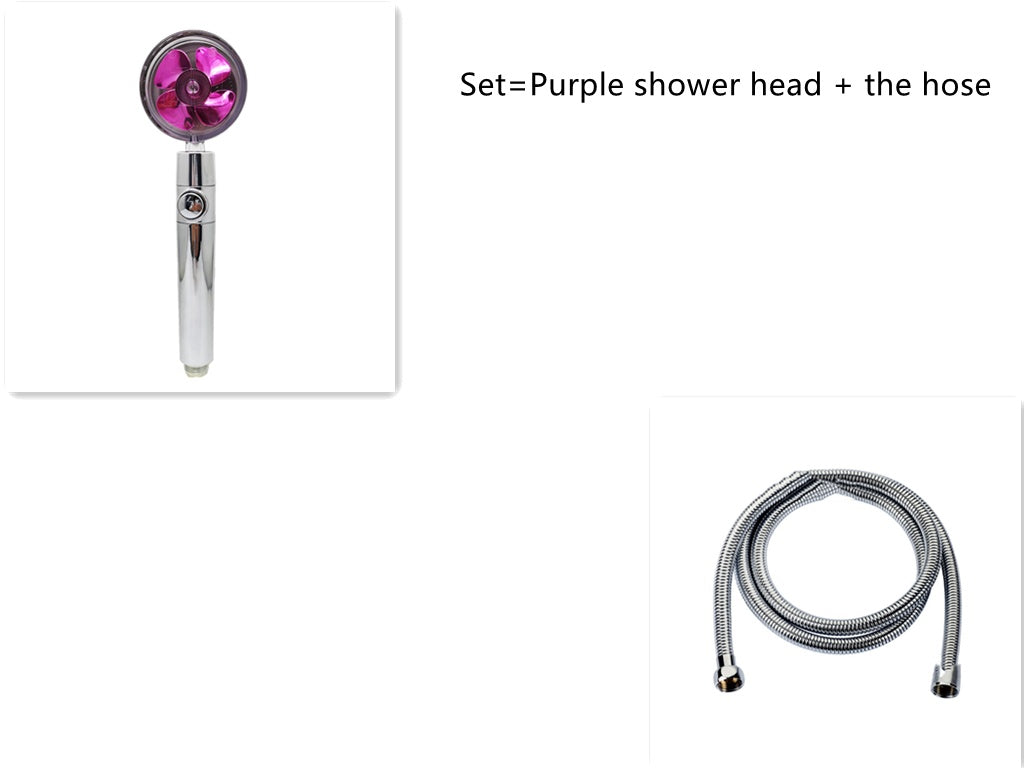 US Local Shower Head Water Saving Flow 360 Degrees Rotating With Small Fan ABS Rain High Pressure Spray Nozzle Bathroom Accessories