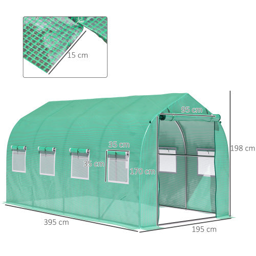 UK Local Outsunny Polytunnel Greenhouse With Windows And Door, Walk In Greenhouse For Garden, Backyard 4 X 2 M