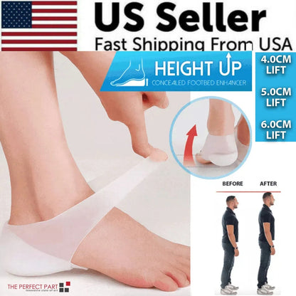 US Local Concealed Footbed Enhancers Invisible Height Increase Silicone Insoles Pads USA