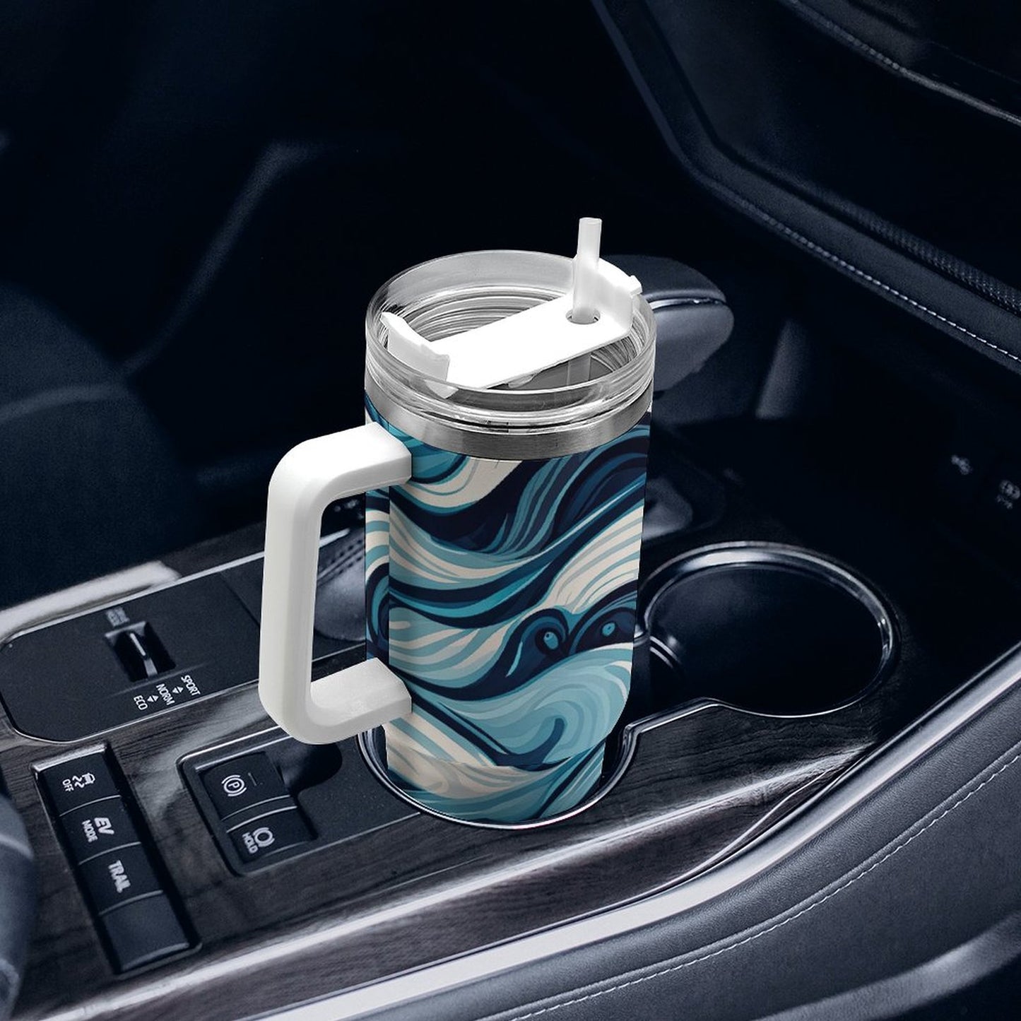 PHDT00044 POD US Local Tumbler 40 oz Large Capacity Car Cup Waves, Abstract