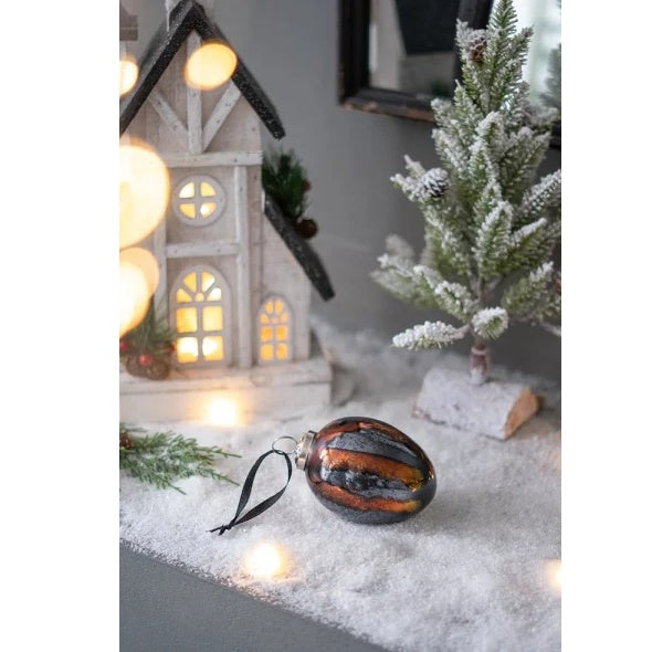 US Local 3 X 3 X 4.3 Egg Christmas Ball Ornament, Glass Decorative Hanging Ball Christmas Tree Ornaments For Holiday Party Decorations, Set Of 6