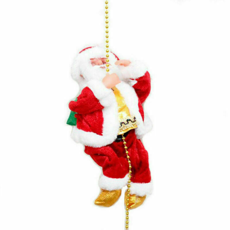 US Local Electric Christmas Santa Claus Climbing Rope Ladder Musical Toy Xmas Gift Decor